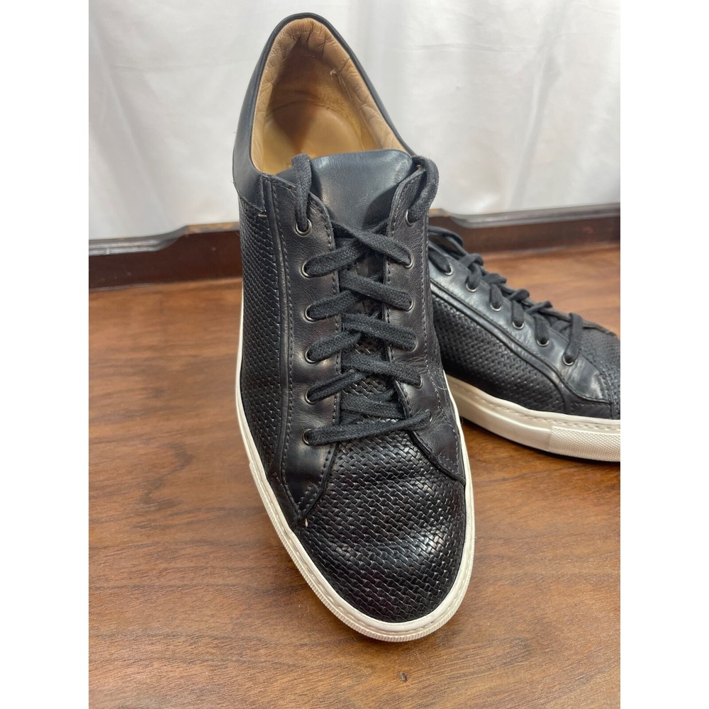 Aquatalia Italian Men's Sz 9 Andre Black Calf Weave Texture Leather Walking Shoe